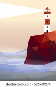 Lighthouse with Navigation Light - Vector Illustration