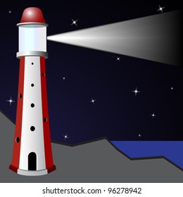 lighthouse in the night, abstract vector art illustration