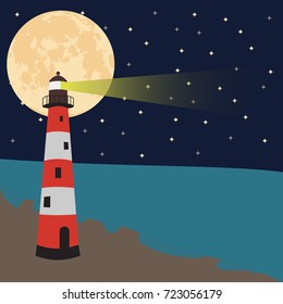 lighthouse night illustration