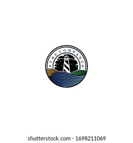 Lighthouse Night Sky Logo Emblem