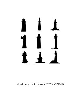 Lighthouse ocean illustration set icon design