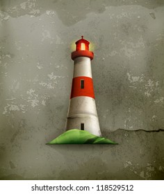 Lighthouse, old-style vector