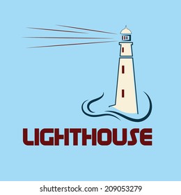 Lighthouse On Abstract Sea Background