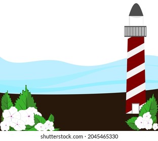 lighthouse, on the beach, vector illustration sea seashore