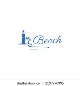 lighthouse on the beach vector illustration