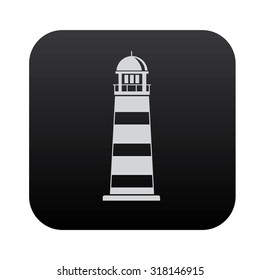 Lighthouse on black button blackboard,vector