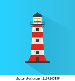 Lighthouse on a blue background. Vector illustration