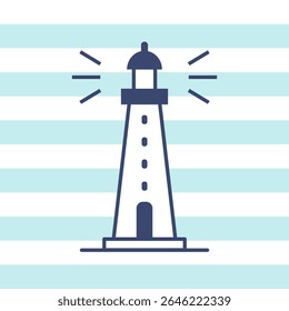 Lighthouse on blue stripes texture