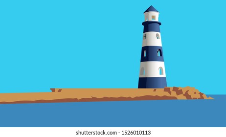 Lighthouse on a calm sea in a deserted place