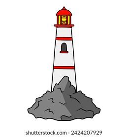 lighthouse on a cliff illustration isolated vector