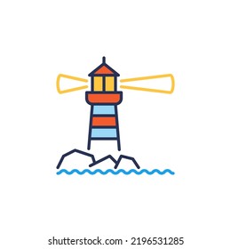 Lighthouse on Cliff vector concept colored icon or sign