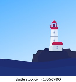 Lighthouse on the coast in the daytime, vector