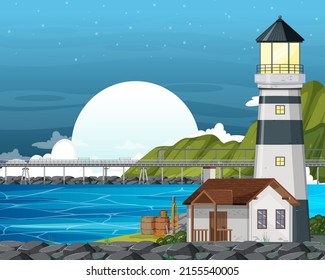 Lighthouse on the coast illustration