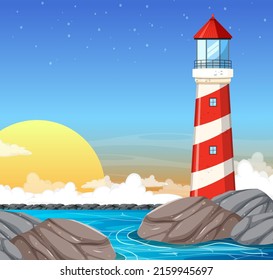 Lighthouse on the coast illustration