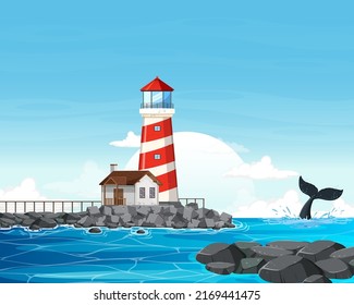 Lighthouse on the coast illustration