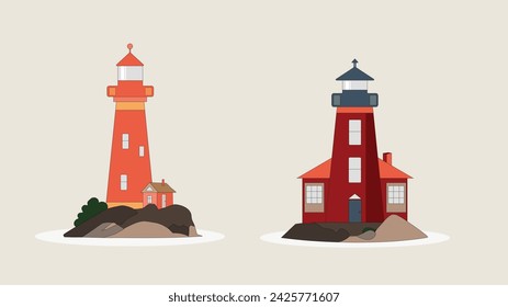 Lighthouse on the coast. Lighthouse on the island
