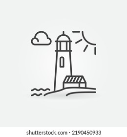 Lighthouse on the Coast vector concept icon or symbol in thin line style