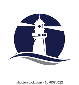 Lighthouse on icon isolated on white background from travelling collection. Lighthouse on icon flat vector illustration for graphic and web. Vector illustration EPS.8 EPS.10
