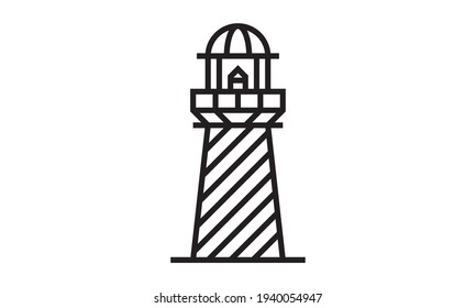 lighthouse on icon vector from travelling collection. Thin line lighthouse on outline icon vector illustration. Linear symbol for use on web and mobile apps, logo, print media