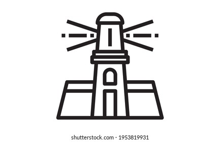 Lighthouse on icon vector from travelling collection. Thin line lighthouse on outline icon vector illustration. Linear symbol for use on web and mobile apps, logo, print media