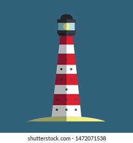 Lighthouse on island sea vector icon 