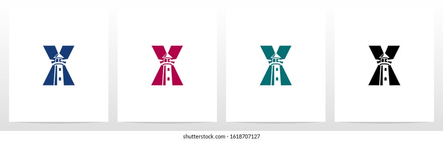 Lighthouse On Letter Logo Design X