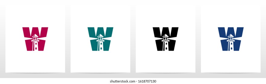 Lighthouse On Letter Logo Design W