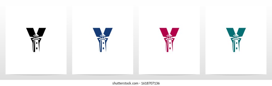 Lighthouse On Letter Logo Design Y