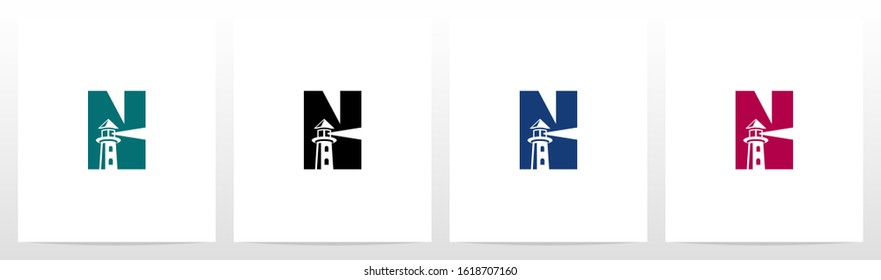 Lighthouse On Letter Logo Design N
