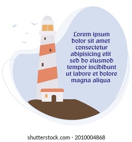 Lighthouse on ocean. Illustration concept for mobile website and internet development.