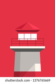 Lighthouse on a red background vector