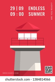 Lighthouse on a red background vector