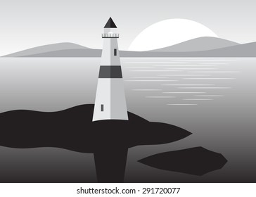 lighthouse on rocks surrounded with water 