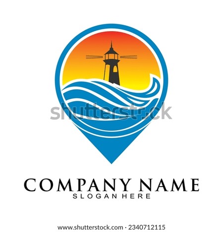 Lighthouse on the sea illustration vector logo
