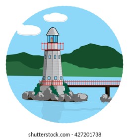 Lighthouse on the shore vector