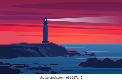 Lighthouse on sunset.