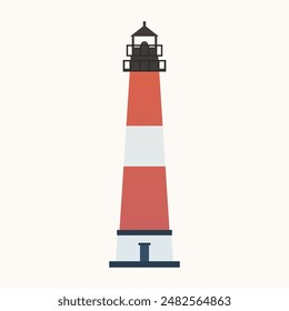 Leuchtturm auf weißem Hintergrund. Bunte Illustration.