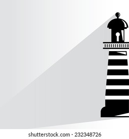 lighthouse on white background, flat and shadow theme