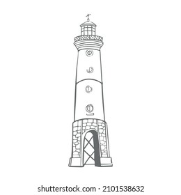 Lighthouse on a white background. Mayak sketch