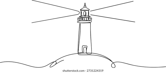 Lighthouse One Line Art Vector Minimal Coastal Continuous Line Drawing
