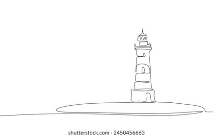 Lighthouse one line continuous. Line art Lighthouse . Hand drawn vector art.