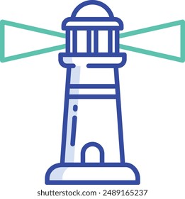 Lighthouse outline color vector illustration