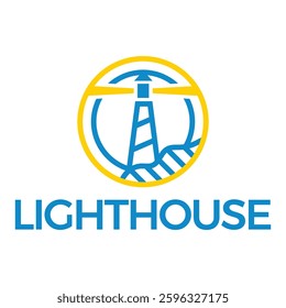 lighthouse outline flat minimalist logo design