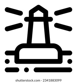 Lighthouse in outline icon. Summer, vacations, beach, building, sea