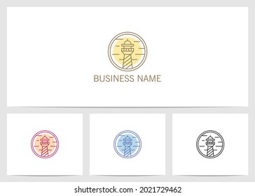 Lighthouse Outline Style Logo Design