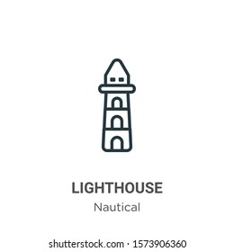 Lighthouse outline vector icon. Thin line black lighthouse icon, flat vector simple element illustration from editable nautical concept isolated on white background
