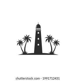lighthouse palm tree icon  vector illustration design template