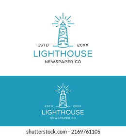 Lighthouse Paper Tower Logo Design Template. Perfect for Newspaper Companies, Magazines, Bookstores, Schools, Colleges, Book Publishers, or The City with Lighthouses.