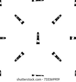 Lighthouse pattern repeat seamless in black color for any design. Vector geometric illustration