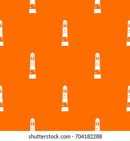 Lighthouse pattern repeat seamless in orange color for any design. Vector geometric illustration